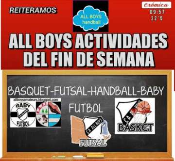 All Boys Cronograma  Deportivo  Para El Fin De Semana